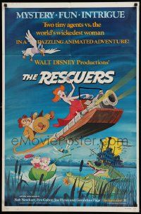 5b809 RESCUERS 1sh '77 Disney mouse mystery adventure cartoon from the depths of Devil's Bayou!