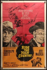 5b815 RIDE THE HIGH COUNTRY 1sh '62 Randolph Scott & Joel McCrea have a showdown in the High Sierra