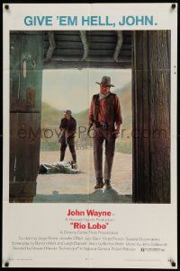 5b817 RIO LOBO 1sh '71 Howard Hawks, Give 'em Hell, John Wayne, great cowboy image!