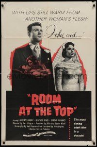 5b820 ROOM AT THE TOP 1sh '59 Laurence Harvey loves Heather Sears AND Simone Signoret!