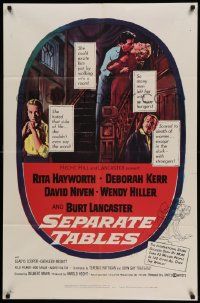 5b844 SEPARATE TABLES 1sh '58 Burt Lancaster desperately & violently craves Rita Hayworth!