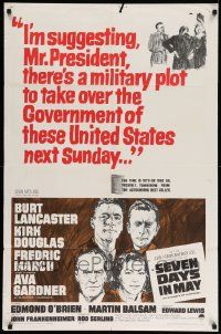 5b846 SEVEN DAYS IN MAY 1sh '64 art of Burt Lancaster, Kirk Douglas, Fredric March & Ava Gardner!