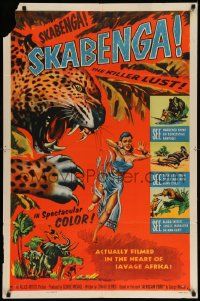 5b861 SKABENGA 1sh '55 African jungle thriller, wild raw adventure, the killer lust!