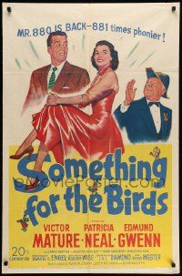 5b871 SOMETHING FOR THE BIRDS 1sh '52 Victor Mature, Patricia Neal, Robert Wise directed!