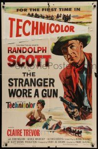 5b897 STRANGER WORE A GUN 3D 1sh '53 Randolph Scott for the first time in 3 dimensions!