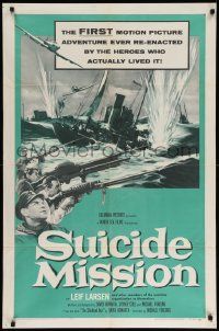 5b900 SUICIDE MISSION 1sh '56 directed by Michael Forlong, WWII English Navy action art!
