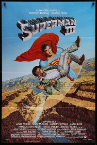 5b903 SUPERMAN III 1sh '83 art of Christopher Reeve flying & Richard Pryor by Berkey!