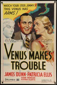 5b943 VENUS MAKES TROUBLE 1sh '37 stone litho of James Dunn, Patricia Ellis & living Venus de Milo!