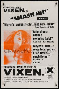 5b955 VIXEN 25x38 1sh '68 classic Russ Meyer, is sexy naked Erica Gavin woman or animal?