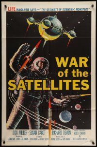 5b962 WAR OF THE SATELLITES 1sh '58 the ultimate in scientific monsters, cool astronaut art!