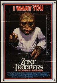 5b999 ZONE TROOPERS 1sh '85 Uncle Sam-like alien, parody of James Montgomery Flagg's I Want You!