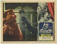 5c510 13 GHOSTS LC #2 '60 William Castle, great close up of monster approaching terrified girl!