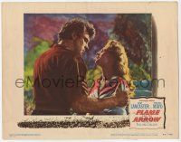 5c660 FLAME & THE ARROW LC #3 '50 great close up of Burt Lancaster with pretty Virginia Mayo!