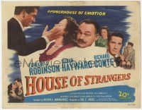 5c207 HOUSE OF STRANGERS TC '49 Edward G. Robinson, Richard Conte slapping Susan Hayward!