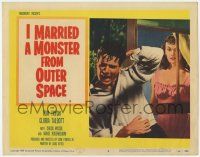 5c711 I MARRIED A MONSTER FROM OUTER SPACE LC #6 '58 Gloria Talbott watches Tom Tryon from window!