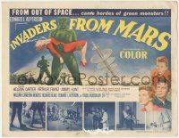 5c216 INVADERS FROM MARS TC '53 classic, art of hordes of green monsters from outer space!