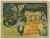 5c219 IT! THE TERROR FROM BEYOND SPACE TC '58 great artwork of wacky monster with victim!