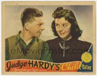 5c727 JUDGE HARDY'S CHILDREN LC '38 close up of Mickey Rooney smiling at pretty Ann Rutherford!