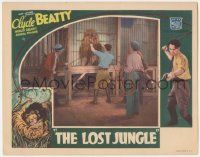 5c753 LOST JUNGLE LC '34 world's great animal trainer Clyde Beatty by lion in cage, full-color!