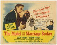 5c265 MODEL & THE MARRIAGE BROKER TC '52 Scott Brady kisses Jeanne Crain, smoking Thelma Ritter!