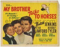 5c273 MY BROTHER TALKS TO HORSES TC '47 Hirschfeld art of Butch Jenkins & horse, Peter Lawford