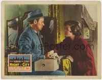 5c793 NIGHT & THE CITY LC #2 '50 wrestling promoter Richard Widmark with concerned Gene Tierney!