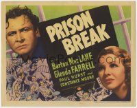5c307 PRISON BREAK TC '38 headshots of Barton MacLane & Glenda Farrell above prison riot art!