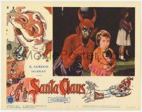 5c874 SANTA CLAUS LC #2 '60 wonderful surreal Christmas image of Devil behind young girl!