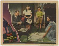 5c885 SHADOW OF A DOUBT LC '43 Joseph Cotten watches Teresa Wright spread newspapers on floor!