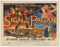 5c372 SIGN OF THE PAGAN TC '54 Jack Palance as Attila the Hun, Jeff Chandler, Douglas Sirk