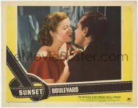 5c932 SUNSET BOULEVARD LC #8 '50 close up of William Holden staring lovingly at Nancy Olson!