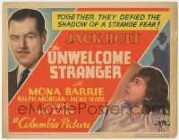 5c438 UNWELCOME STRANGER TC '35 together Jack Holt & Mona Barrie defied the shadow of fear!