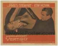 5c973 VERTIGO LC #4 '58 Alfred Hitchcock classic, c/u of James Stewart choking brunette Kim Novak!