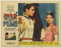 5c976 WAR & PEACE LC #6 R63 close up of Mel Ferrer & pretty Audrey Hepburn, Leo Tolstoy epic!