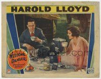 5c977 WELCOME DANGER LC '29 great c/u of Harold Lloyd & Barbara Kent drinking coffee at picnic!