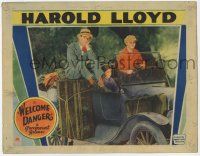 5c979 WELCOME DANGER LC '29 great image of Harold Lloyd looking sad & sitting on luggage in car!