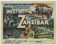 5c456 WEST OF ZANZIBAR TC '54 Anthony Steel, Sheila Sim, safari adventure, elephants!
