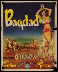 5f117 BAGDAD Belgian '50 art of Maureen O'Hara in sexiest harem outfit + Vincent Price on horse!