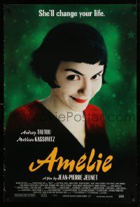 5g042 AMELIE DS 1sh '01 Jean-Pierre Jeunet, great close up of Audrey Tautou!