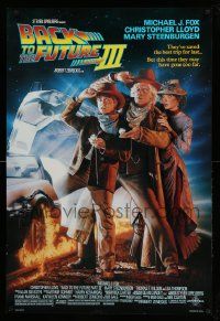 5g073 BACK TO THE FUTURE III DS 1sh '90 Michael J. Fox, Chris Lloyd, Drew Struzan art!