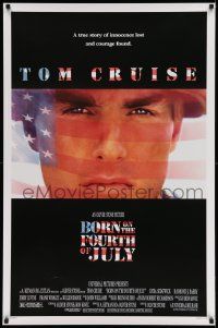 5g114 BORN ON THE FOURTH OF JULY DS 1sh '89 Oliver Stone, great patriotic image of Tom Cruise!