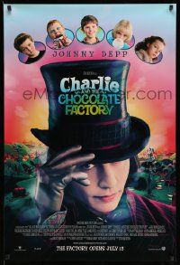 5g159 CHARLIE & THE CHOCOLATE FACTORY int'l advance DS 1sh '05 Johnny Depp, directed by Tim Burton!