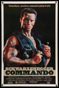 5g188 COMMANDO 1sh '85 Arnold Schwarzenegger is going to make someone pay!