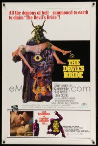 5g238 DEVIL'S BRIDE/LAST SHOT YOU HEAR 1sh '68 great horror artwork, Terence Fisher, Hammer!