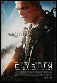 5g273 ELYSIUM advance DS 1sh '13 Matt Damon, Jodie Foster, Sharlto Copley, sci-fi action!