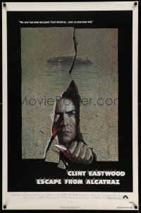 5g281 ESCAPE FROM ALCATRAZ 1sh '79 cool artwork of Clint Eastwood busting out by Lettick!