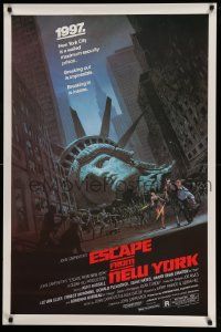 5g282 ESCAPE FROM NEW YORK studio style 1sh '81 Carpenter, Jackson art of decapitated Lady Liberty!
