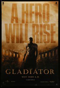 5g331 GLADIATOR teaser DS 1sh '00 Ridley Scott, cool image of Russell Crowe in the Coliseum!
