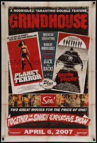 5g357 GRINDHOUSE advance DS 1sh '07 Rodriguez & Tarantino, Planet Terror & Death Proof!