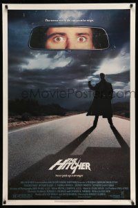 5g385 HITCHER 1sh '86 Rutger Hauer, C. Thomas Howell, terror starts the moment he stops!